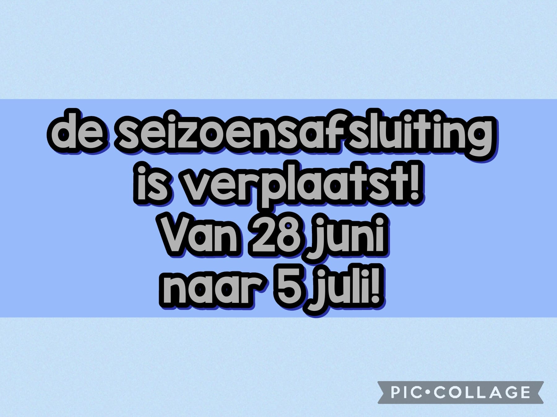 Seizoenafsluiting verplaatst